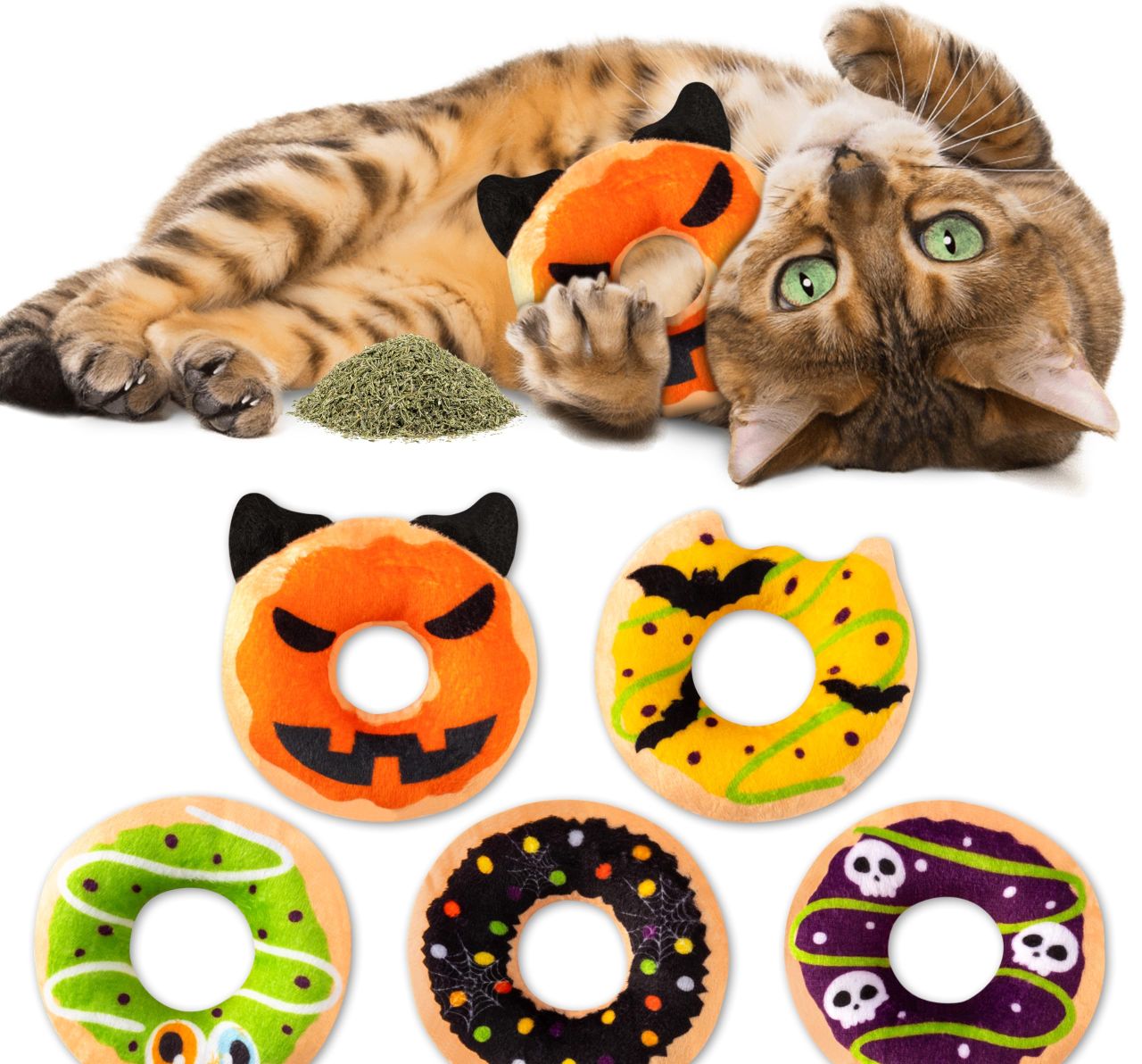 L1rabe Halloween Donut Catnip Stuffed Toys - 1