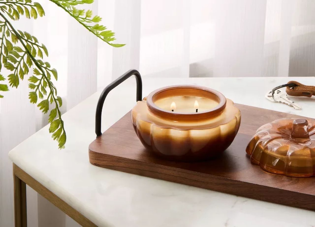 Lidded Glass Pumpkin Jar Candle