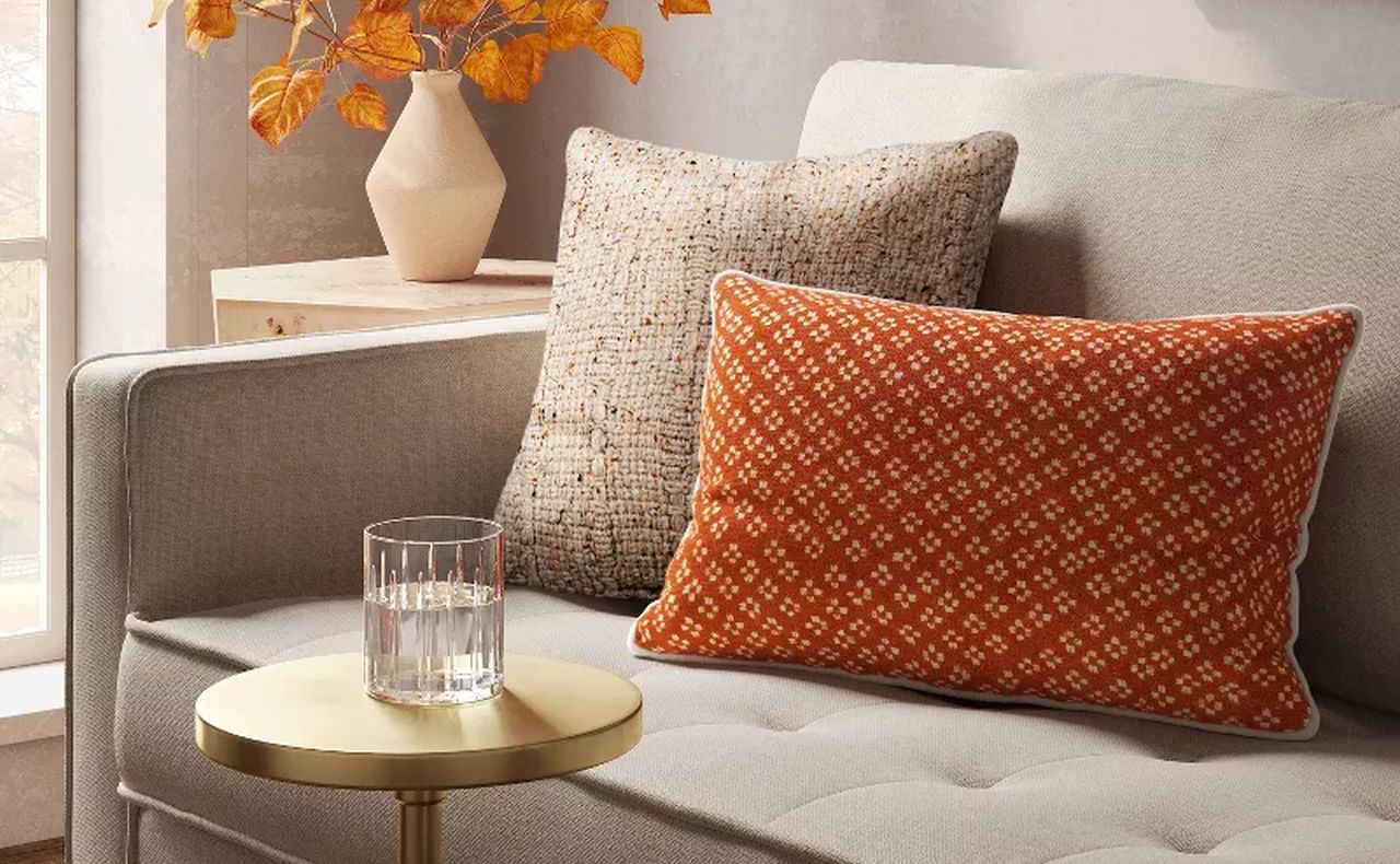 Lumbar Block Print Throw Pillow