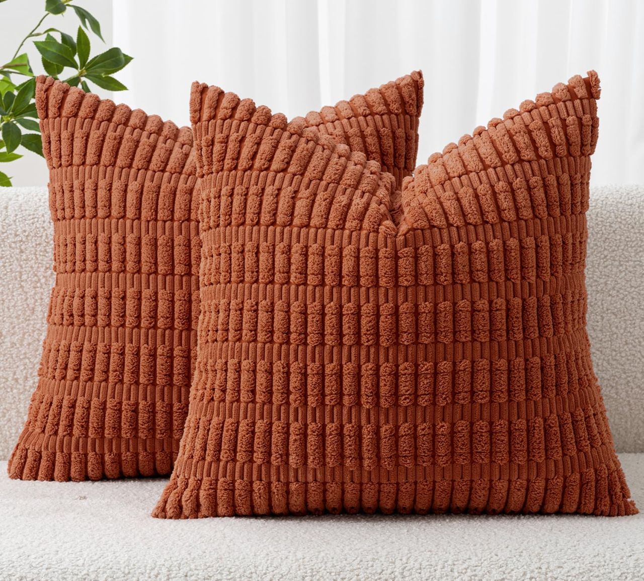 MIULEE Fall Pack of 2 Corduroy Decorative Throw Pillow Covers