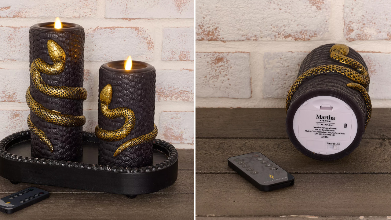 Marth Stewart Embossed Snake Flameless Pillar Candles