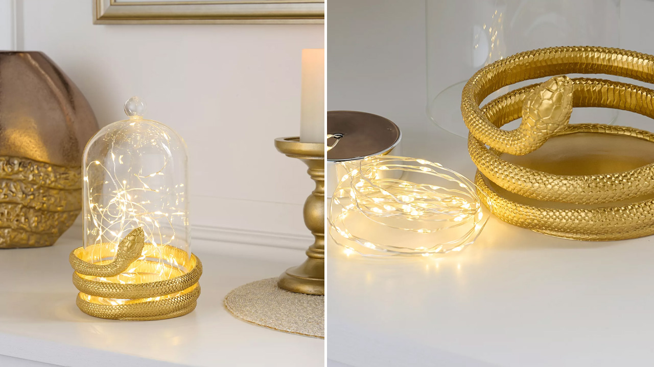 Martha Stewart Twinkling Snake Wrapped Glass Cloche