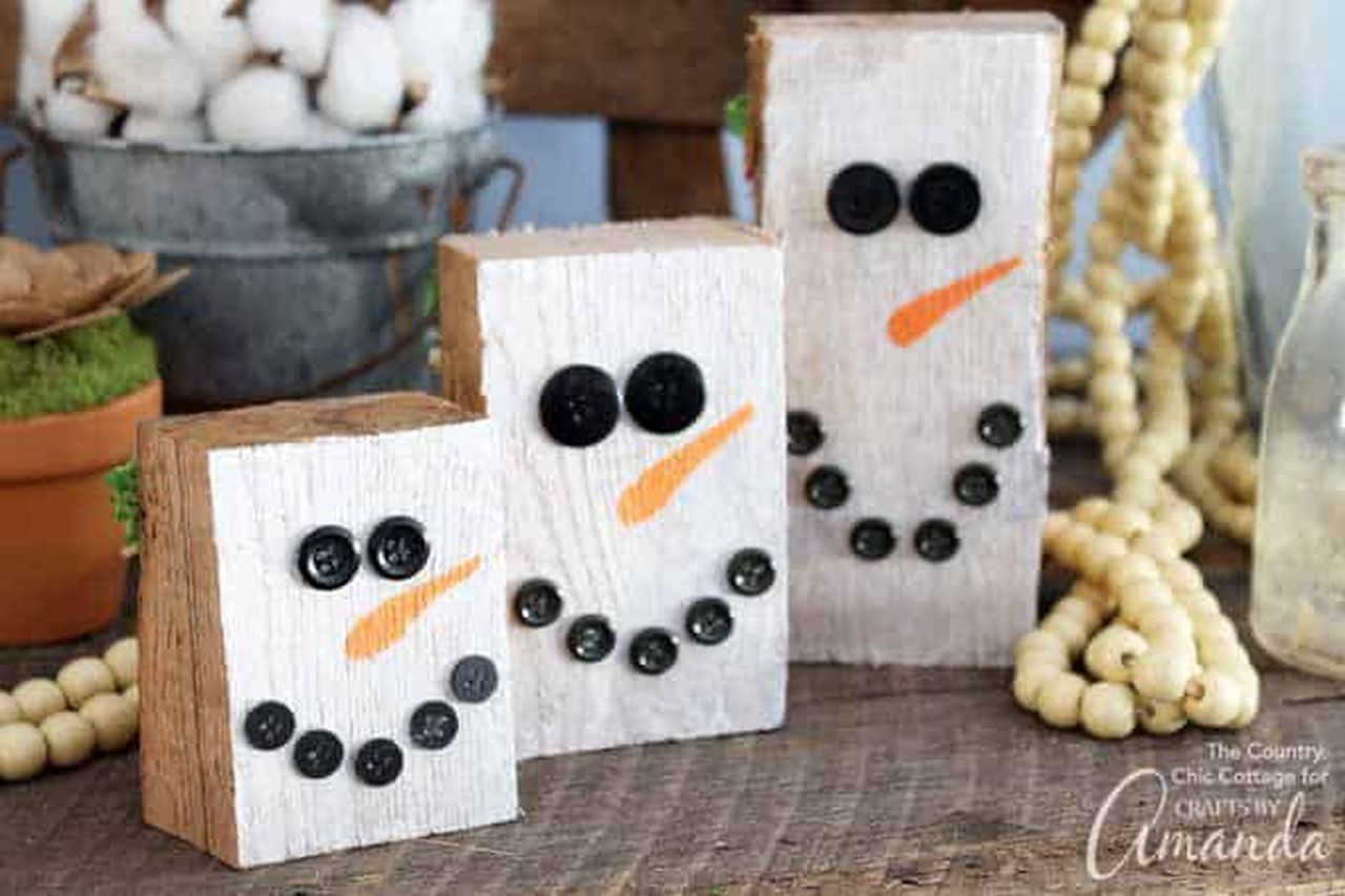 Reversible Scrap Wood Pumpkins - Snowman for Winter