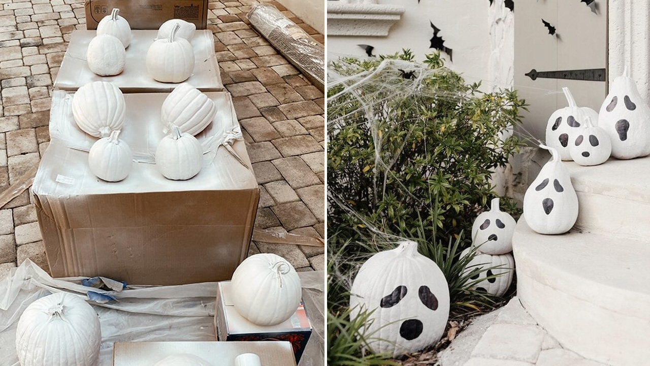 Spooky Painted Ghost Pumpkins- 1
