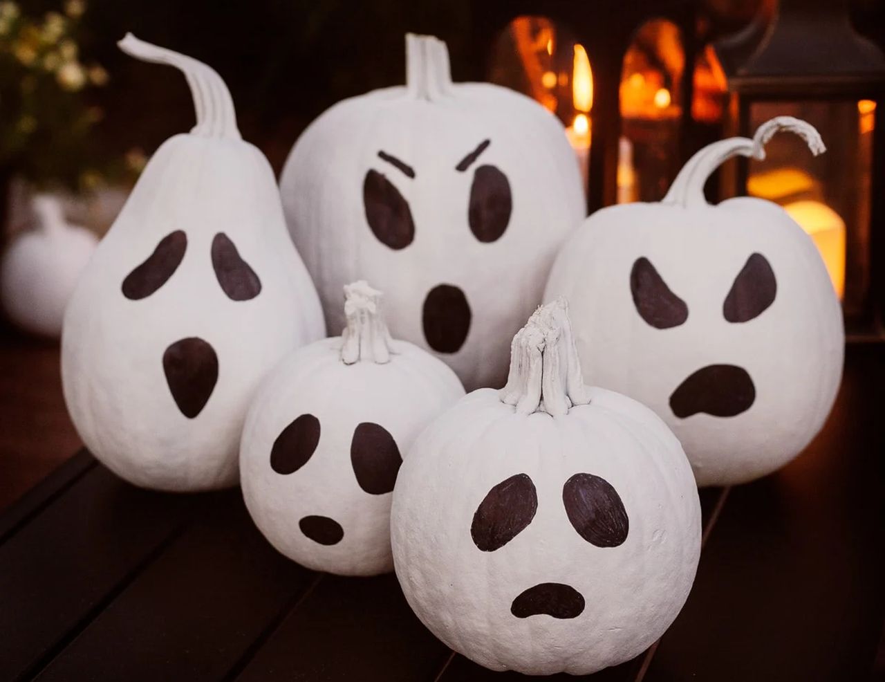 Spooky Painted Ghost Pumpkins - 2