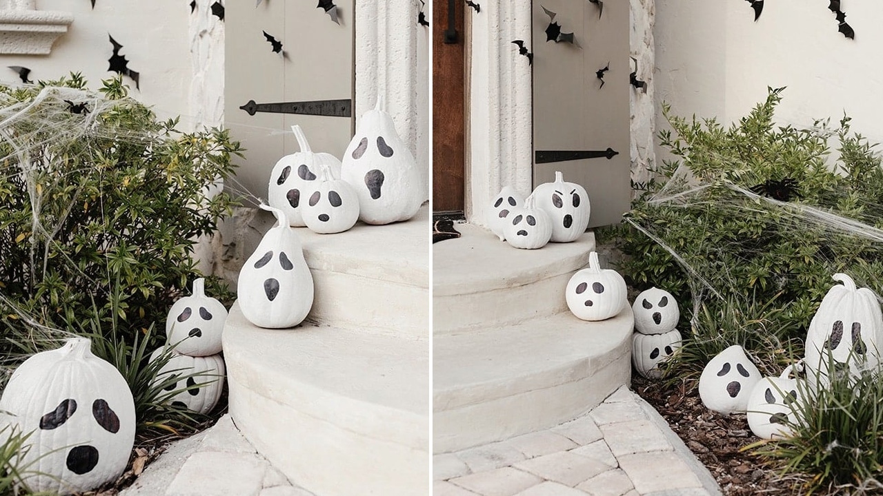 Spooky Painted Ghost Pumpkins