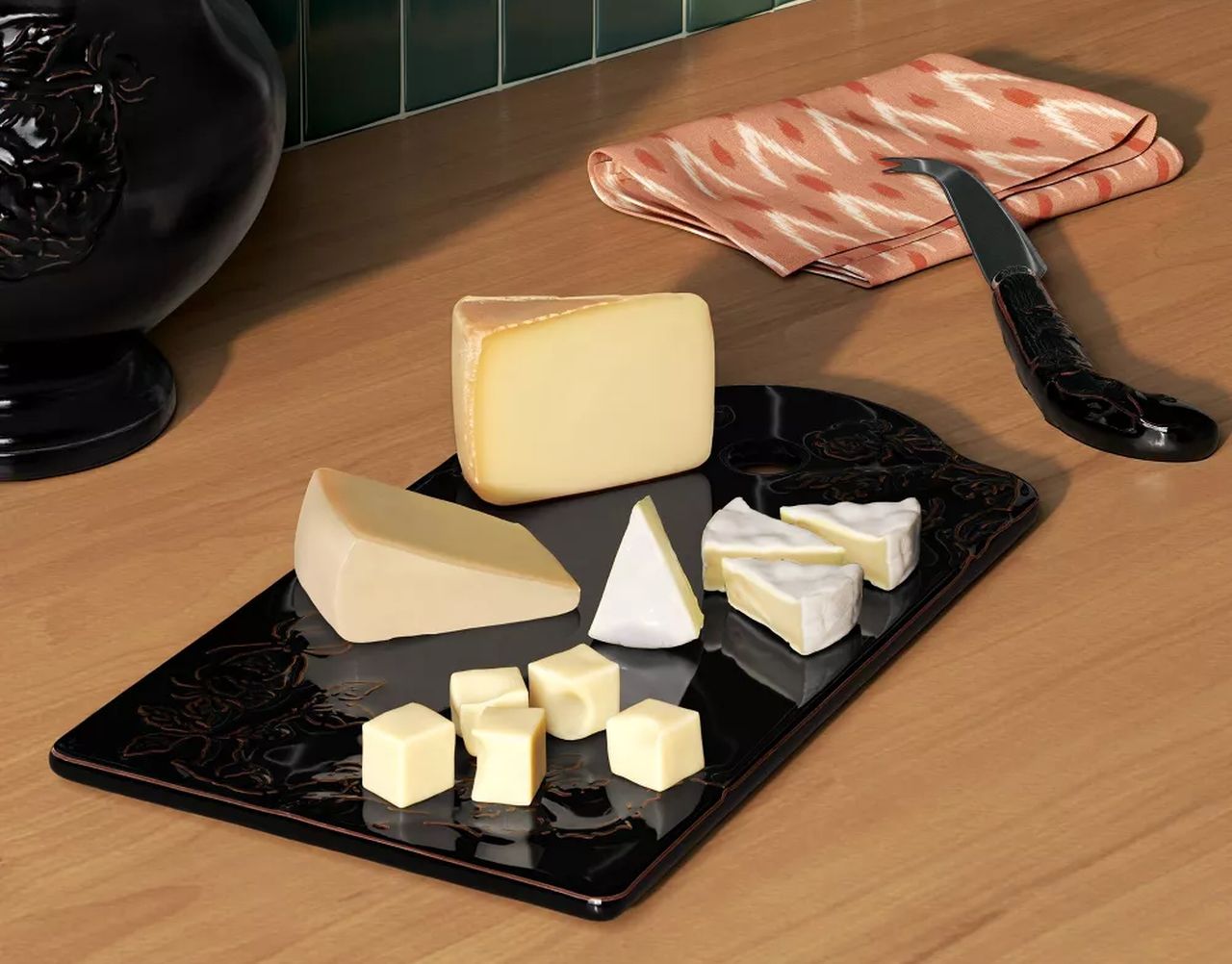 Stoneware Cheese Board with Knife