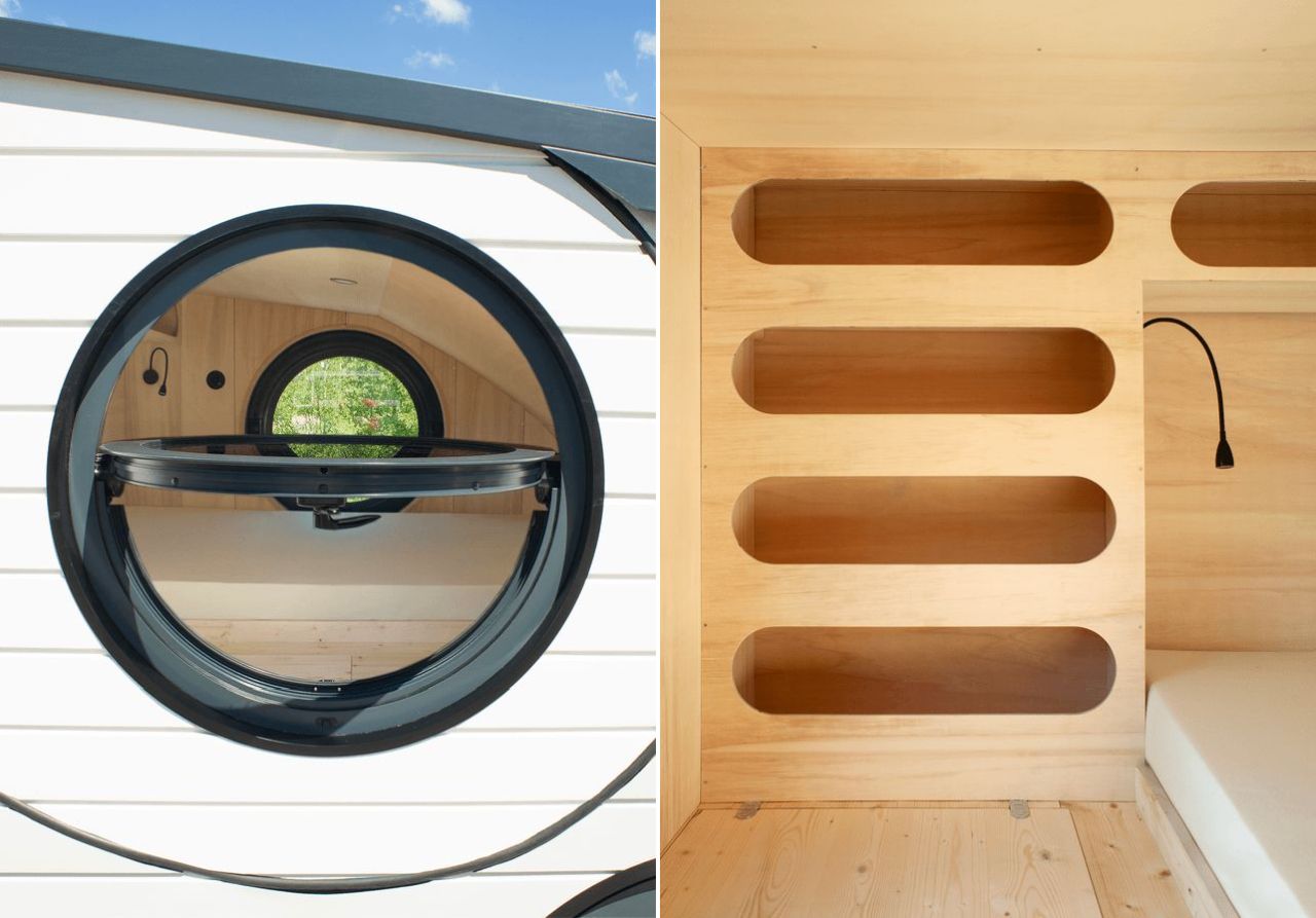 This French Tiny House on Wheels is Defined by its Porthole Windows and Vertical Silhouette
