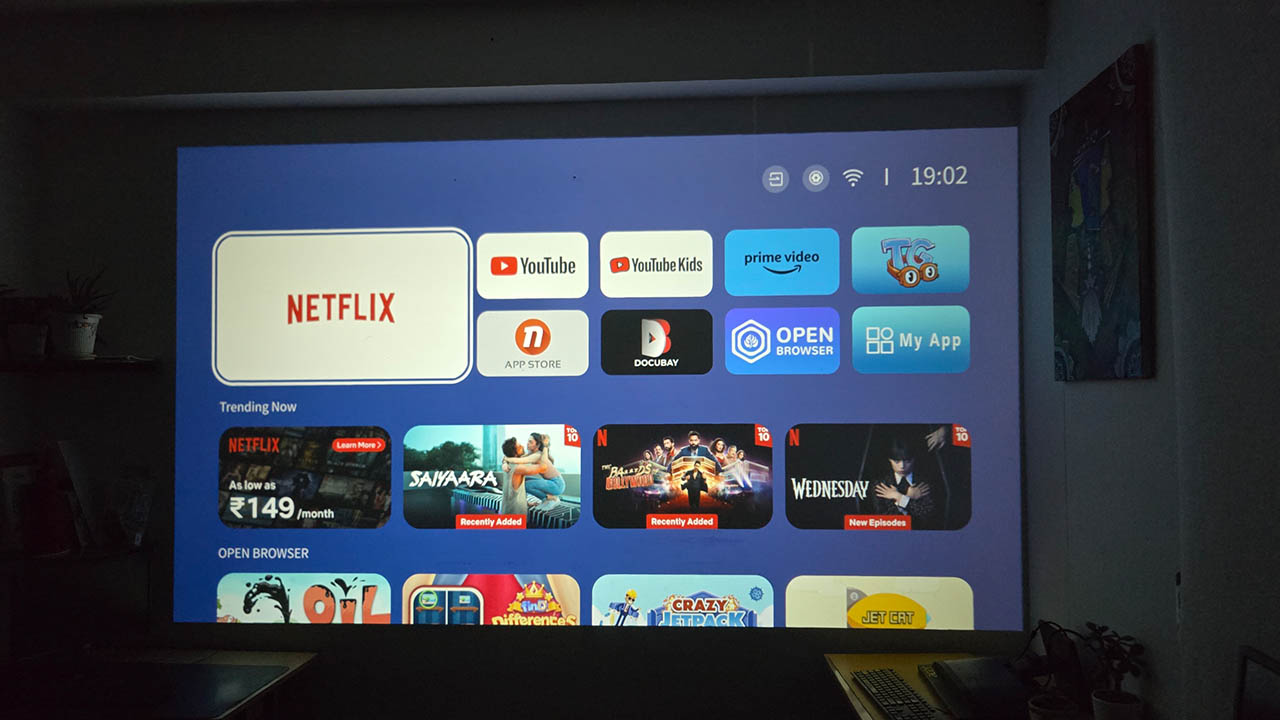 Yaber’s T1 Pro Full HD Portable Projector - Homescreen