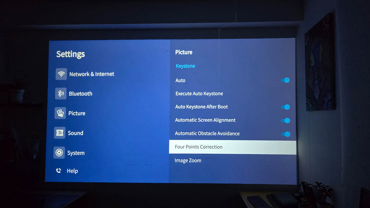 Yaber’s T1 Pro Full HD Portable Projector - settings menu