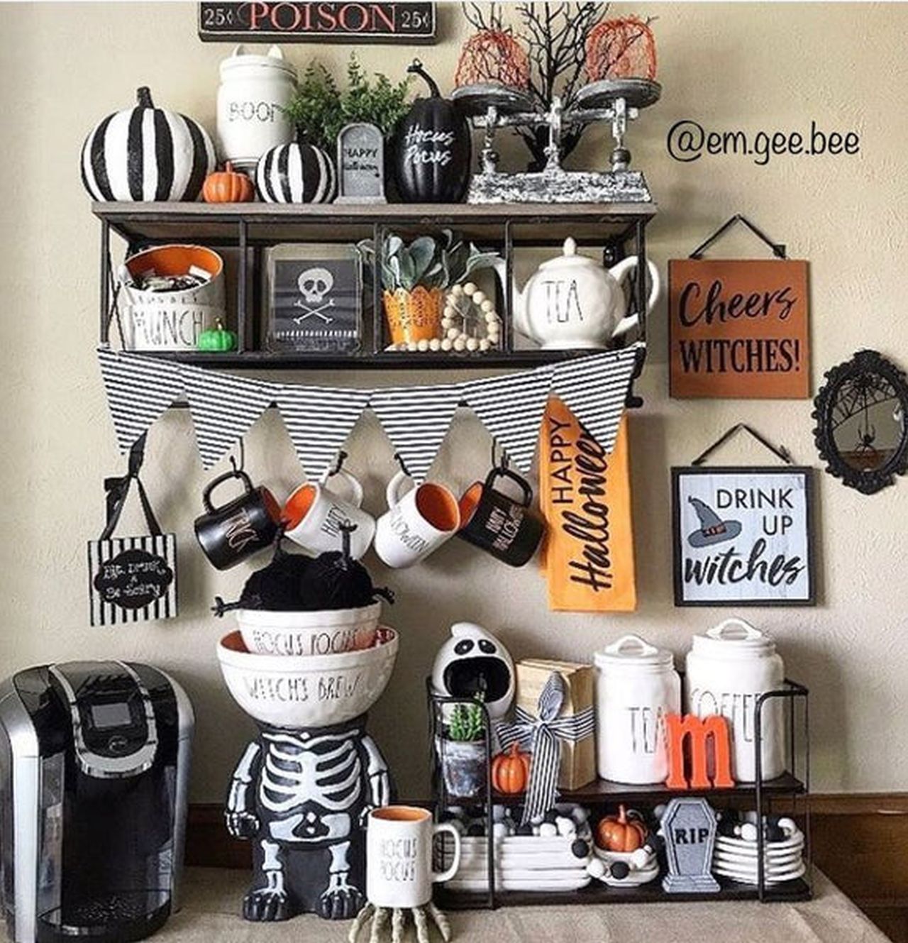 a mixed display for halloween kitchen decorations