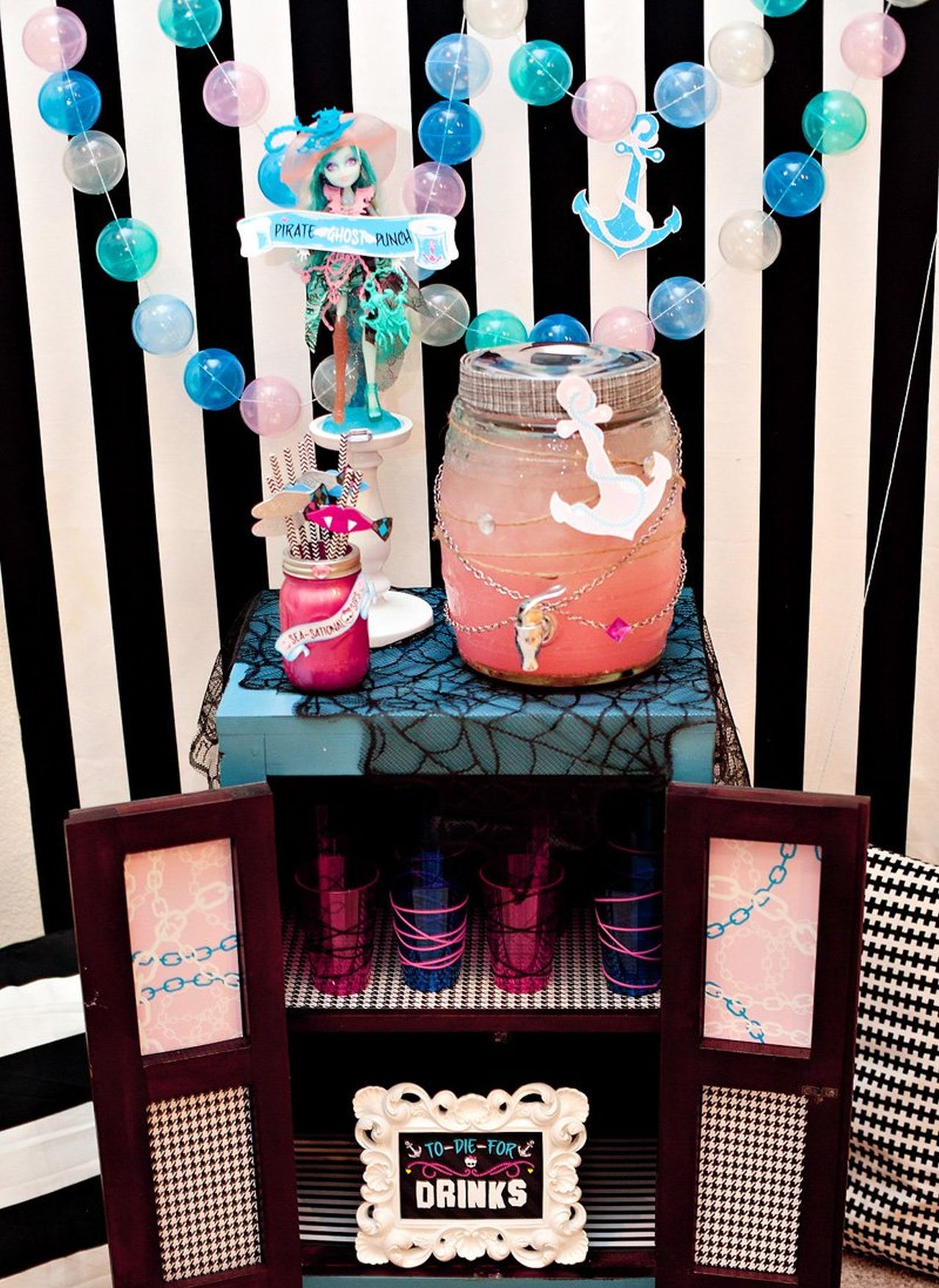 colorful beverage station