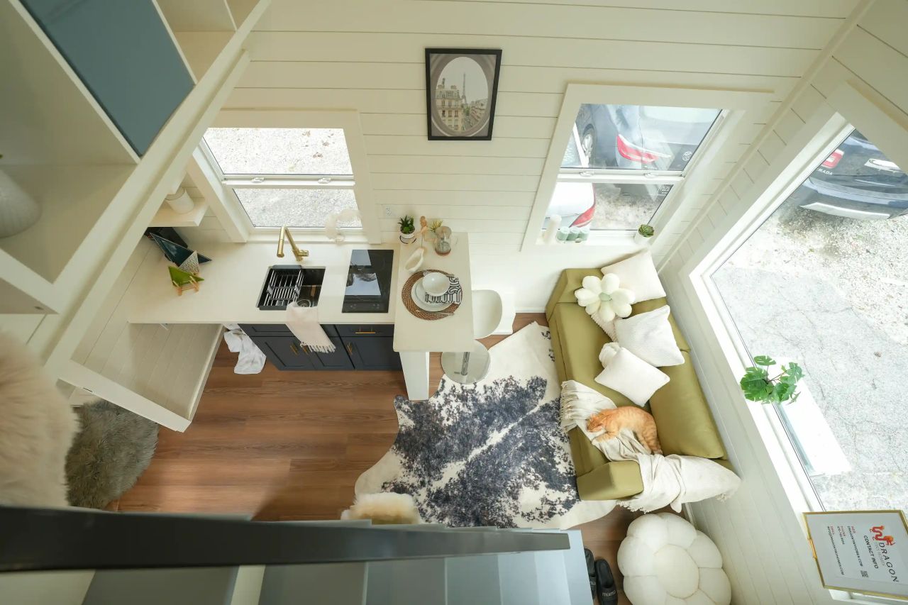 light-filled interior of sora tiny house