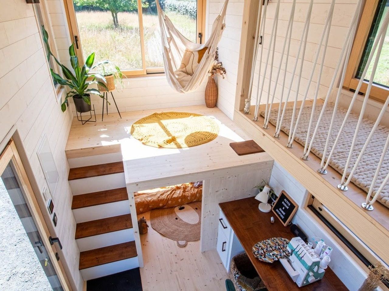 Baluchon tiny house lounge top angle