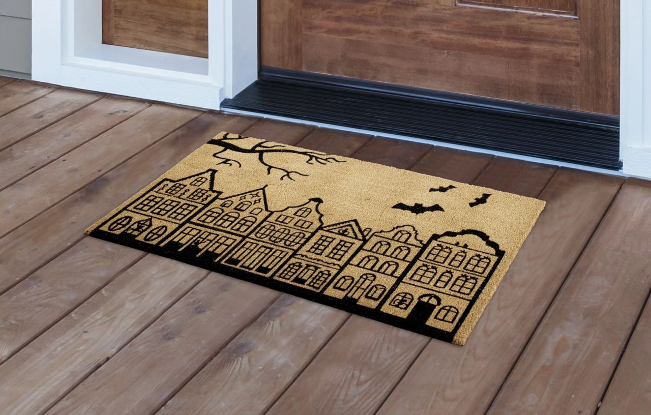Black Bats Coir Doormat
