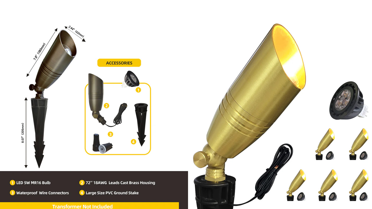 Coloer Die-Cast Brass Spotlight
