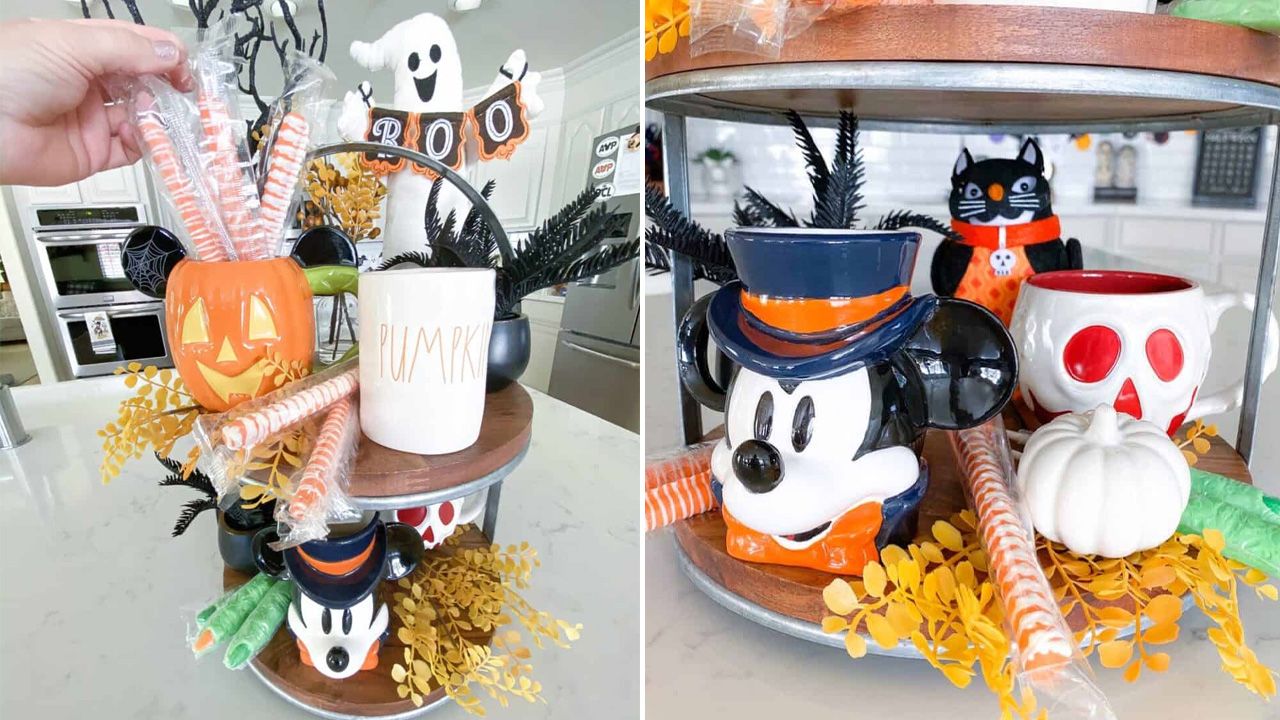 DIY Disney Halloween Decorations to Try - tiered tray