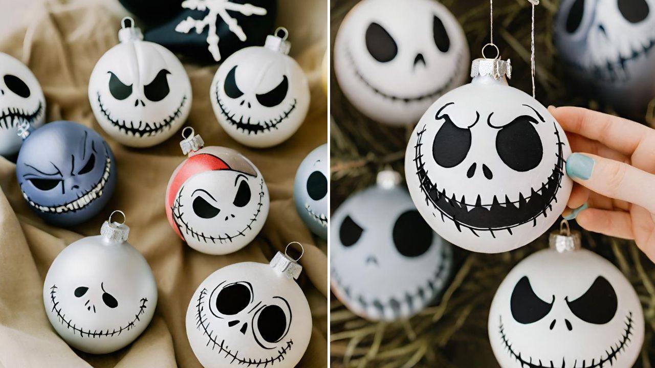 DIY Nightmare Before Christmas Decoration Ideas for Halloween - Jack Skellington Tree Ornaments
