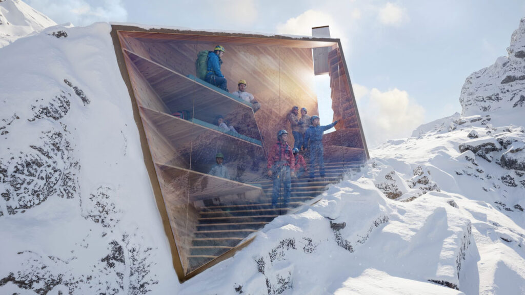 This Camouflaged, Solar-Powered Bivouac Glows Red to Guide Climbers in The Alps Digitally Fabricated Bivouac by Carlo Ratti Associati and Salone del Mobile