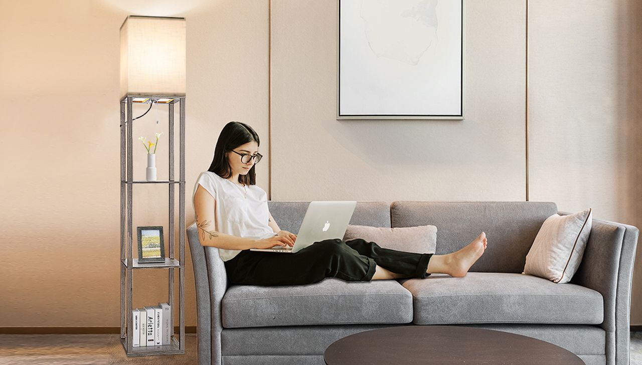 Floor Lamp with Shelves