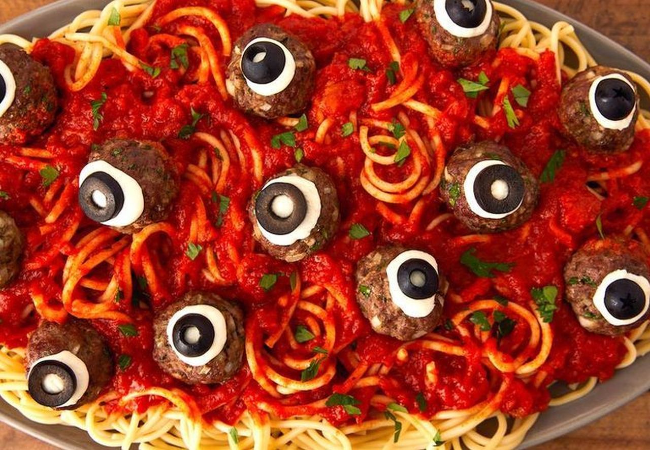 Halloween Dinners - Eyeball Pasta