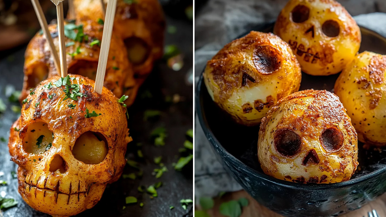 Halloween Side Dishes -Spooky Skull Potatoes