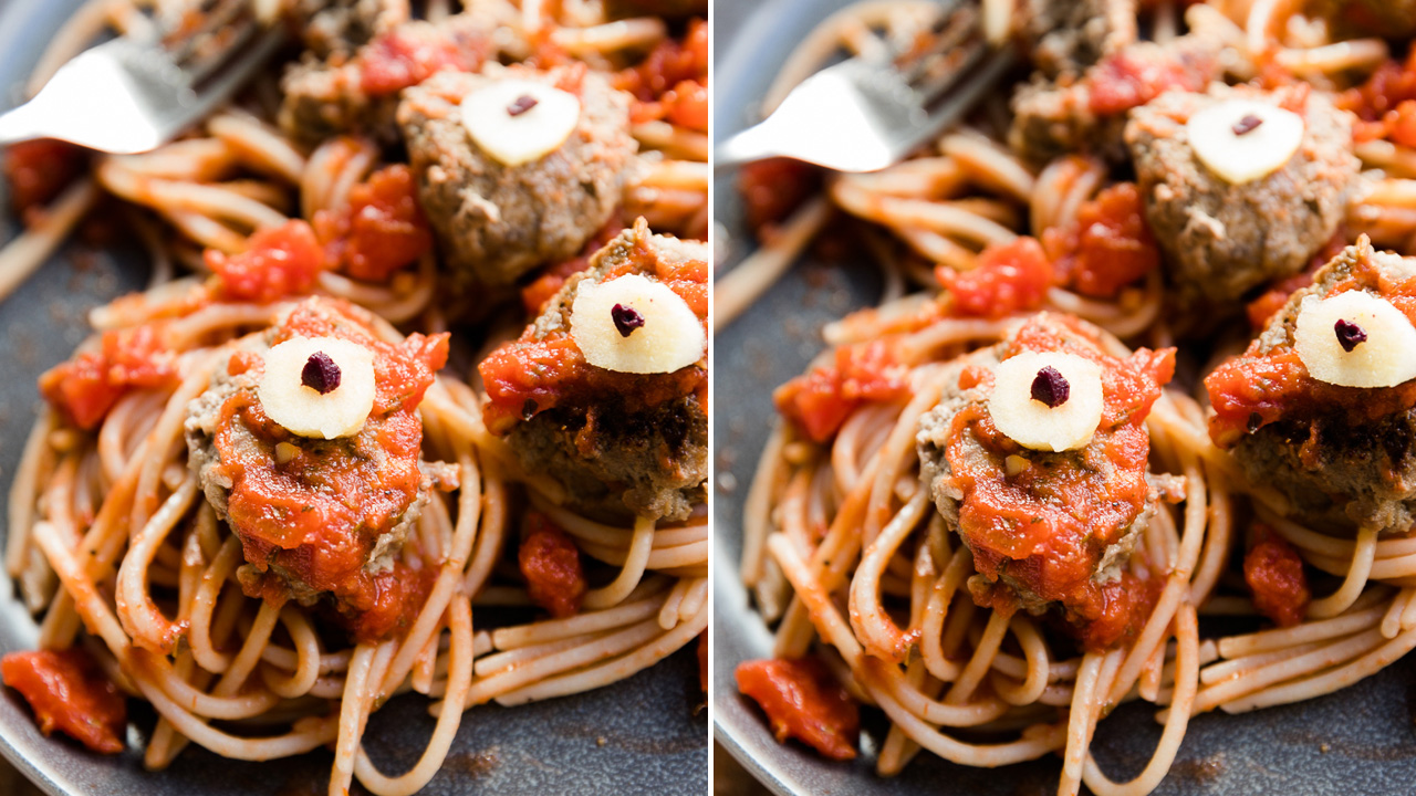 Halloween Side Dishes -Zombie Eye Meatball