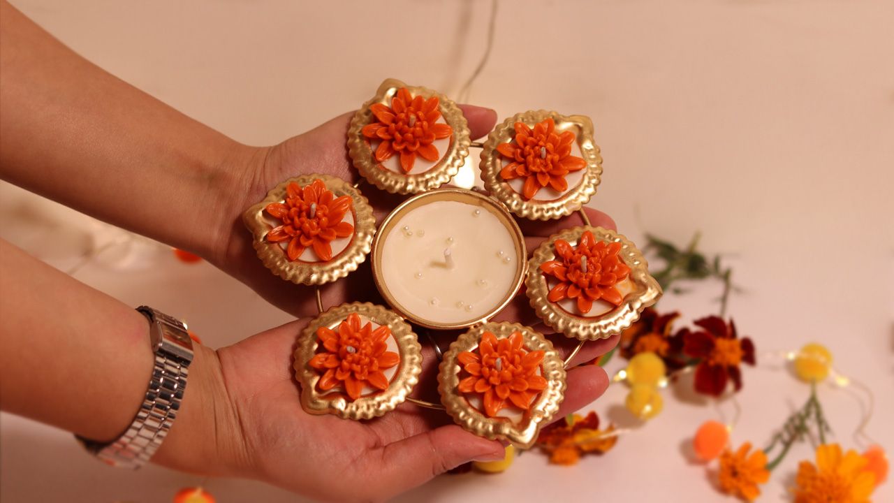 How to celebrate Diwali - lotus diyas