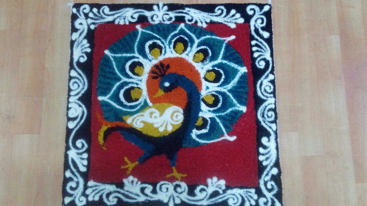 How to celebrate Diwali - make patterns with colored sand or sawdust aka rangoli
