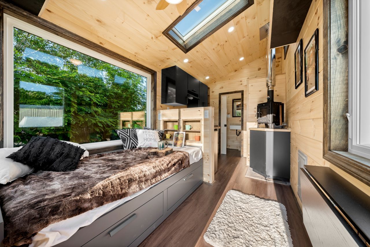 Little lodge tiny house by backcountry homes-living room