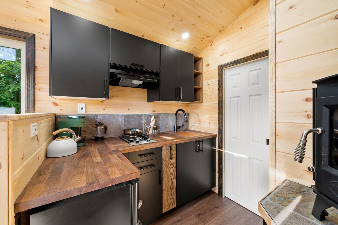 Little lodge tiny house by backcountry homes-kitchen counter