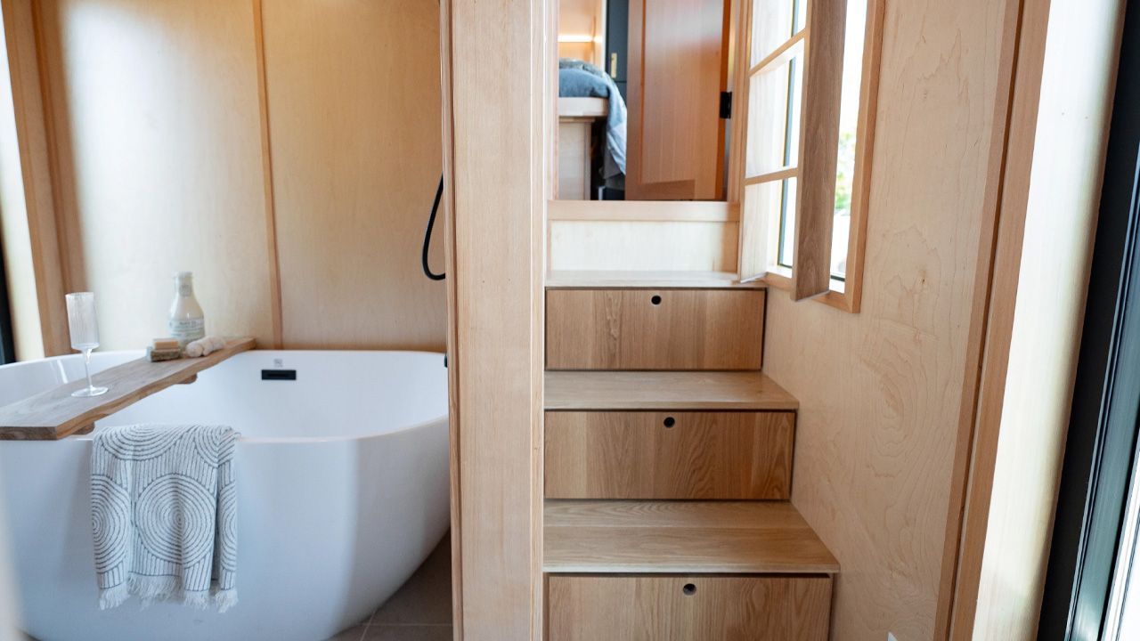 Off-Grid Gooseneck Tiny House - bathroom space