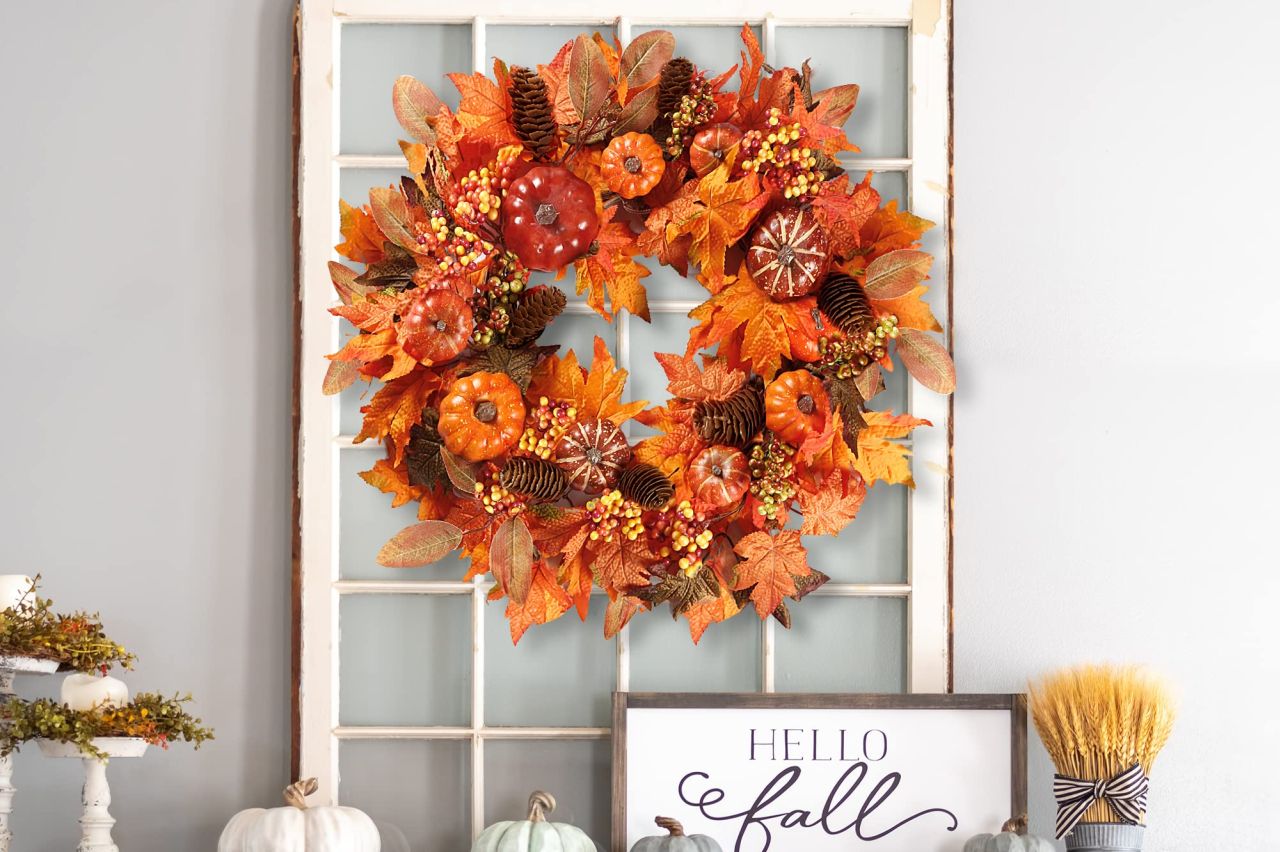 Pumpkin Decor Ideas for Fall - Sggvecsy Fall Wreath