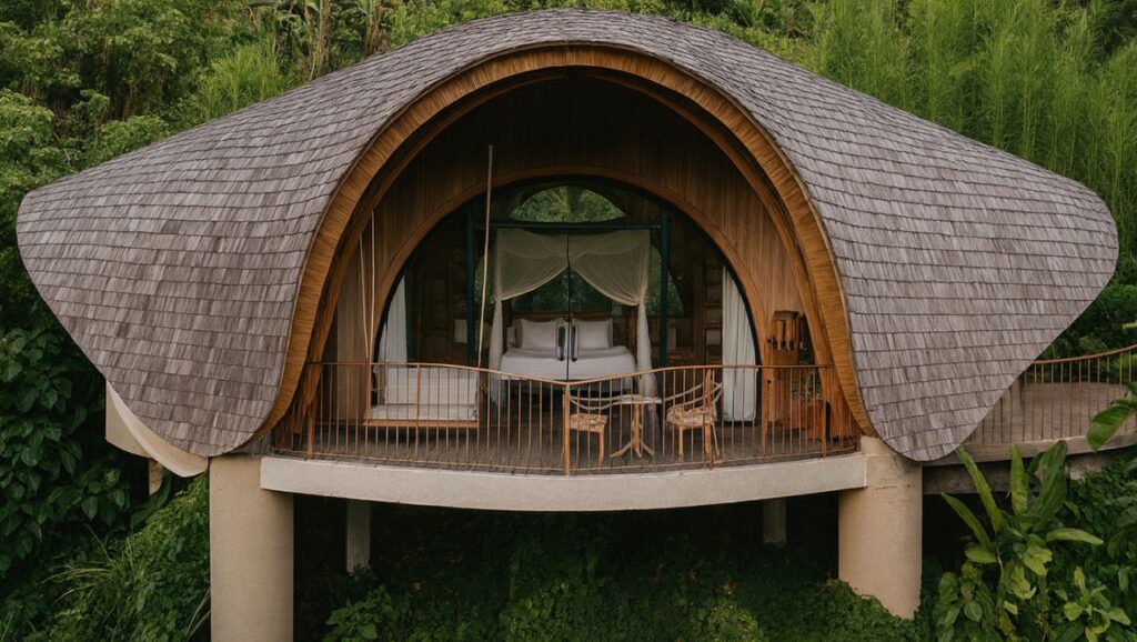 Remarkable Belalu Dome Villa unique curved roof made from Bamboo