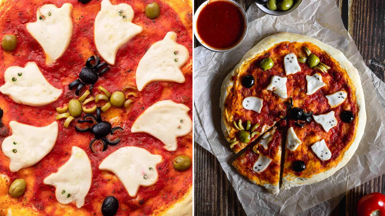 Spooky Appetizers for Halloween - Ghost Pizza for Halloween