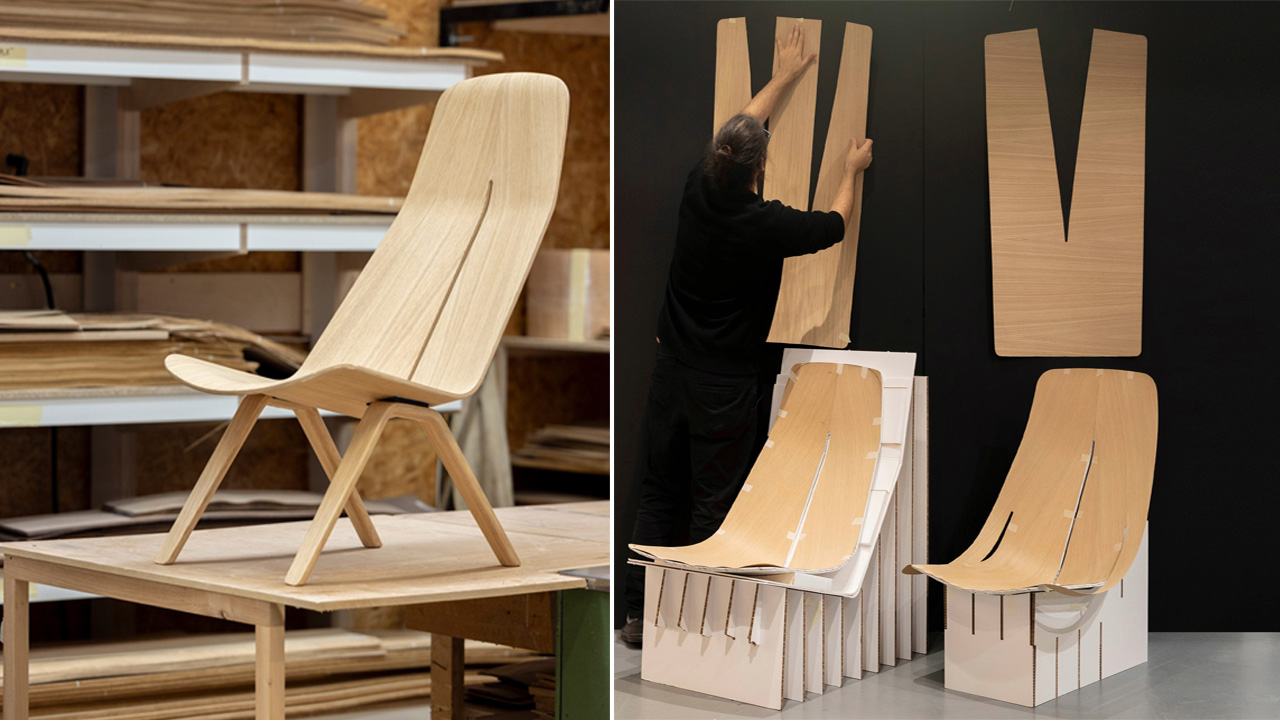 Cutting plywood in the shape of trousers and bending it to form chair is what  sets apart Join furniture collection.