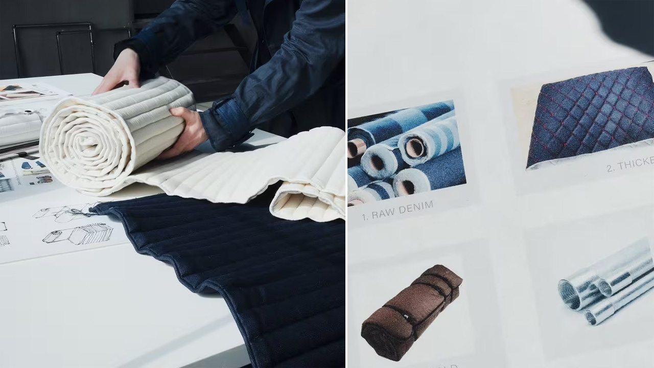 The materials used in making the Roll-Up chair inspired from camp furniture