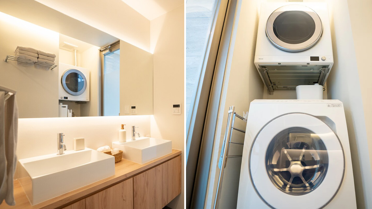 The villa has separate laundry room with washing machine and dryer