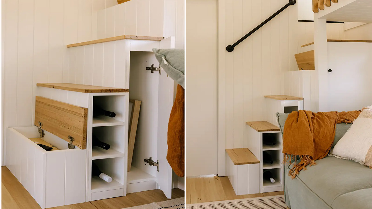 The standup stairs have inbuilt storage