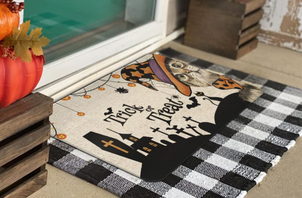 Trick Or Treat Cat Doormat