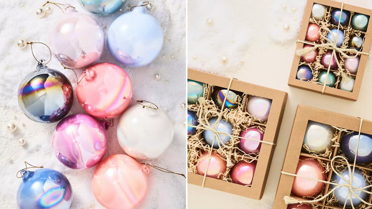 2025 Anthropologie Christmas collection - 4-inch Shining Ball Ornaments, Set of 9