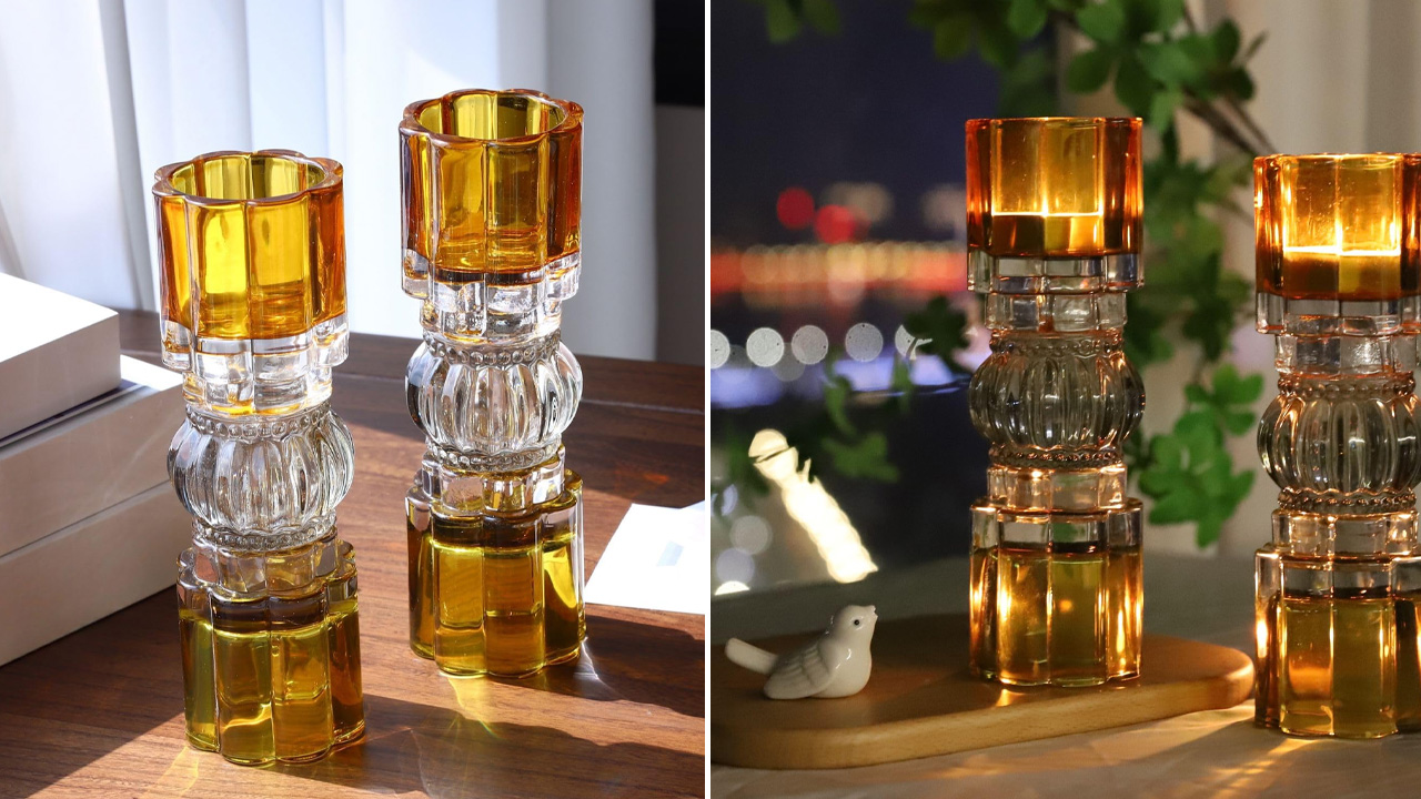 Amber Votive Candle Holders