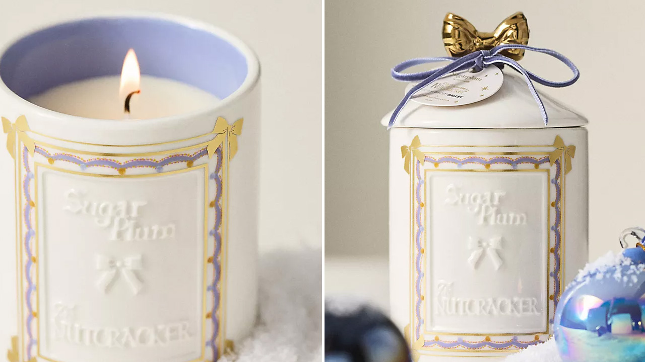 Anthropologie x New York City Ballet Holiday Collection -Nutcracker Fruity Vanilla & Dark Plum Ceramic Candle