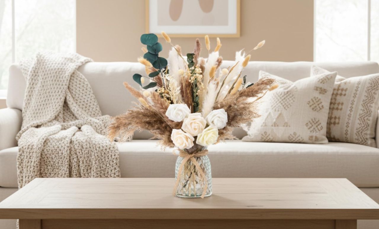 Artificial Flowers Arrangement With Vase