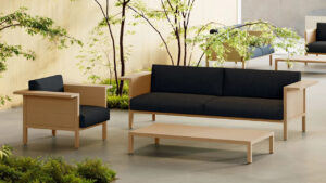 Snøhetta Designs Borealis Modular Furniture Collection Defined by Distinguished Oak Frame Borealis Modular System of Chairs and Tables by Snøhetta for Citterio