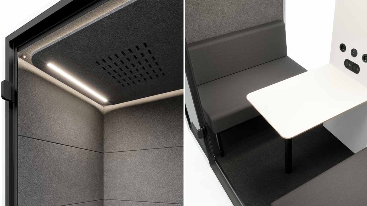 Box 4 soundproof meeting booth lighting and table