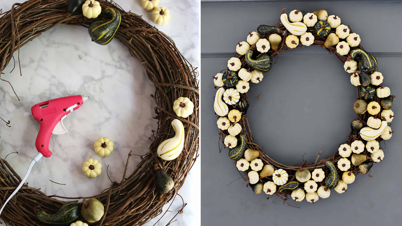 This charming wreath will add a joyful and visual impact to your door decoration