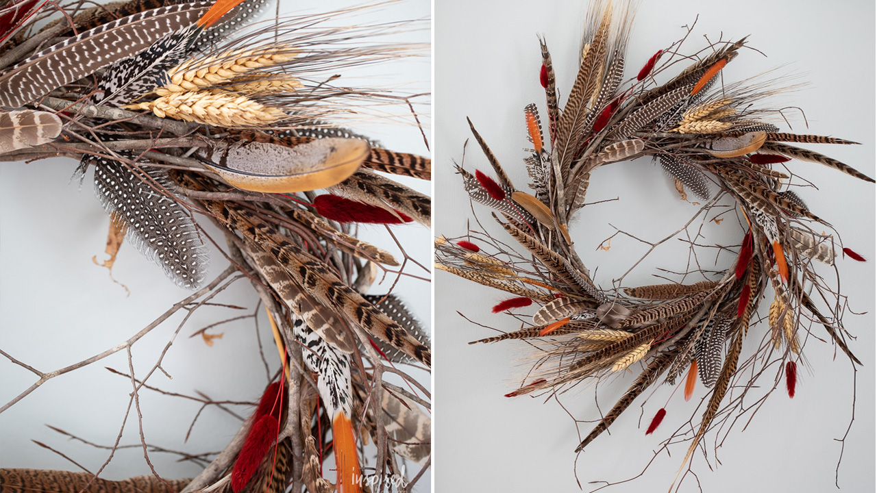 This wreath adds a dreamy and whimsical touch to your Thanksgiving Day door décor