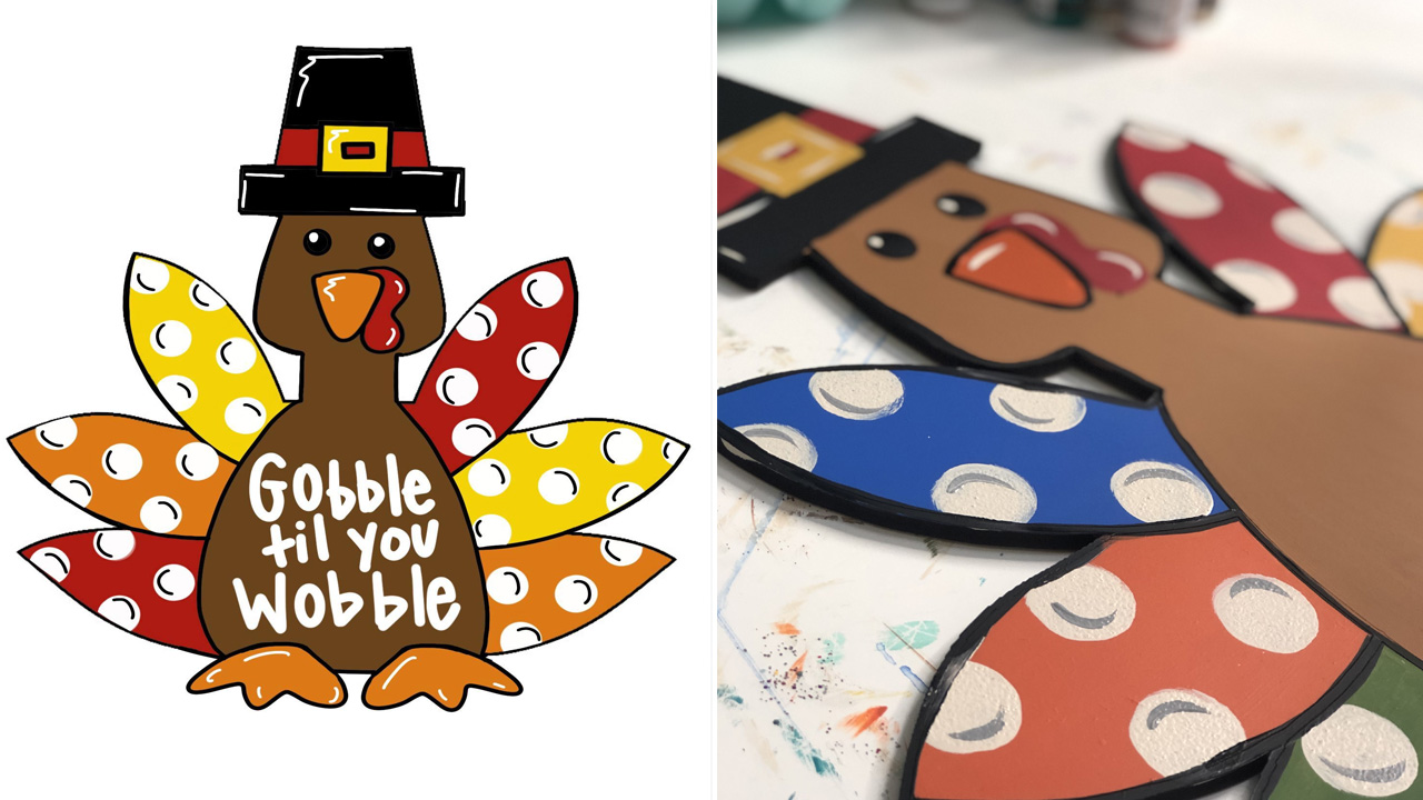 The bright colors painted in the pilgrim turkey blank complements fall season very well