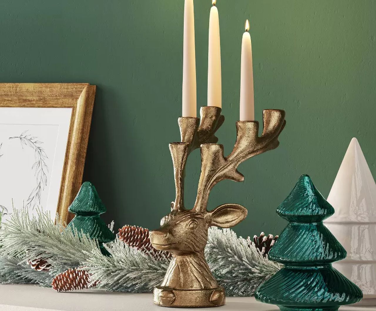 Deer Candelabra Christmas Candle Holder